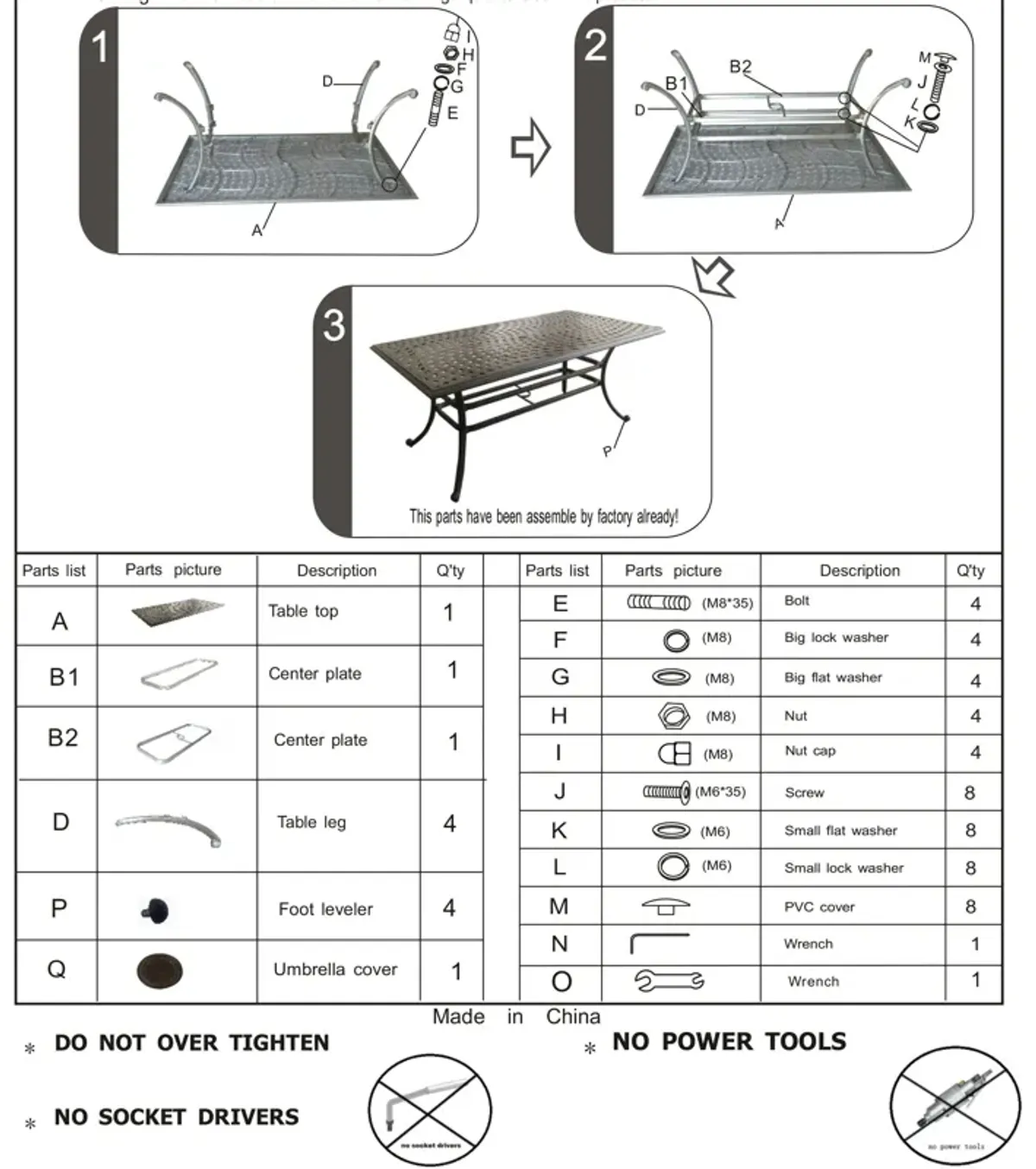 Rectangle Outdoor Dining Table