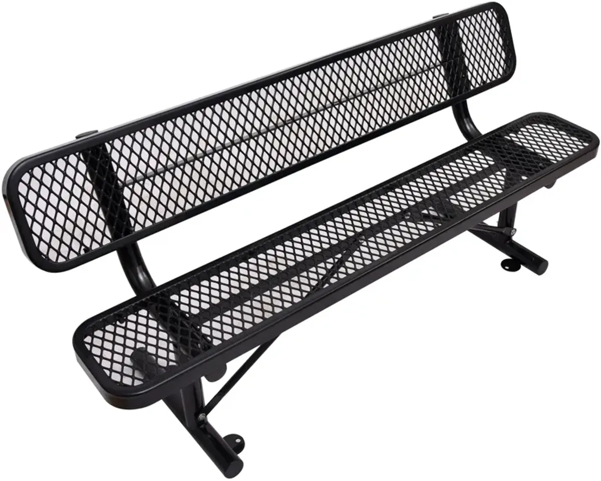 6' Outdoor Steel Bench With Backrest