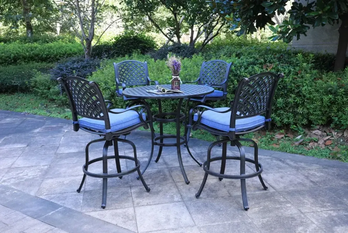 Round 41.97" Long Bar Height Dining Set With Cushions