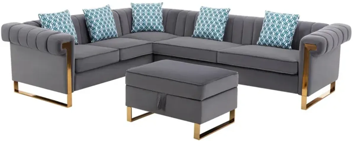 Maddie - Velvet Sectional Sofa