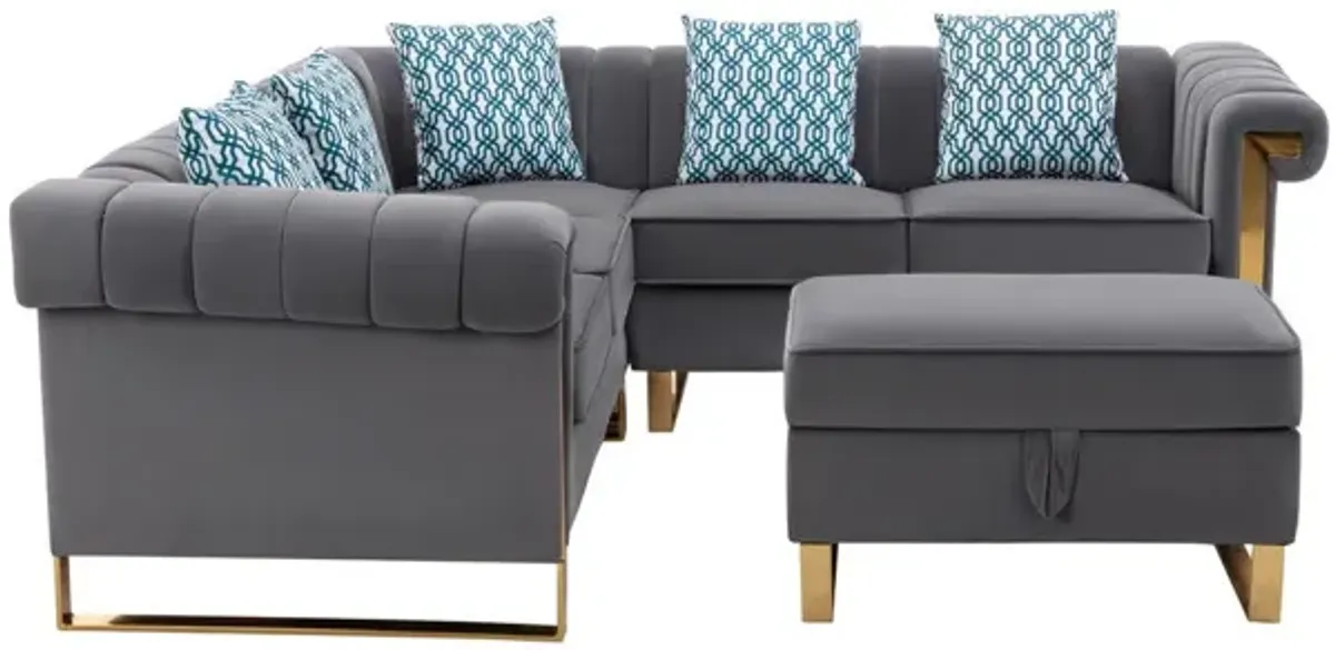 Maddie - Velvet Sectional Sofa