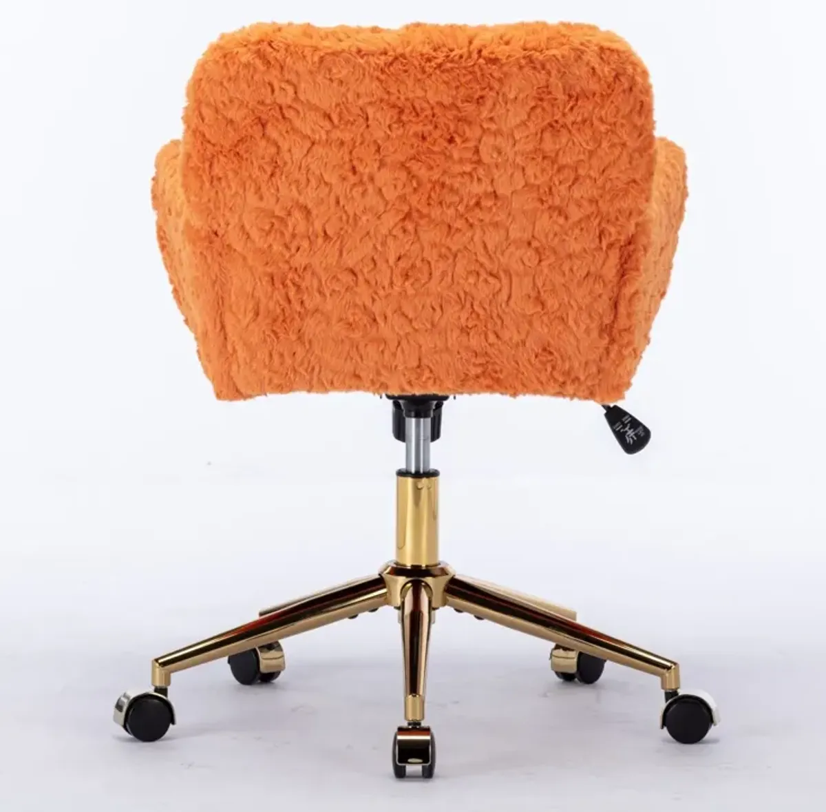 Office Chair, Artificial Rabbit Hair Home Office Chair With Golden Metal Base, Adjustable Desk Chair Swivel Office Chair, Vanity Chair