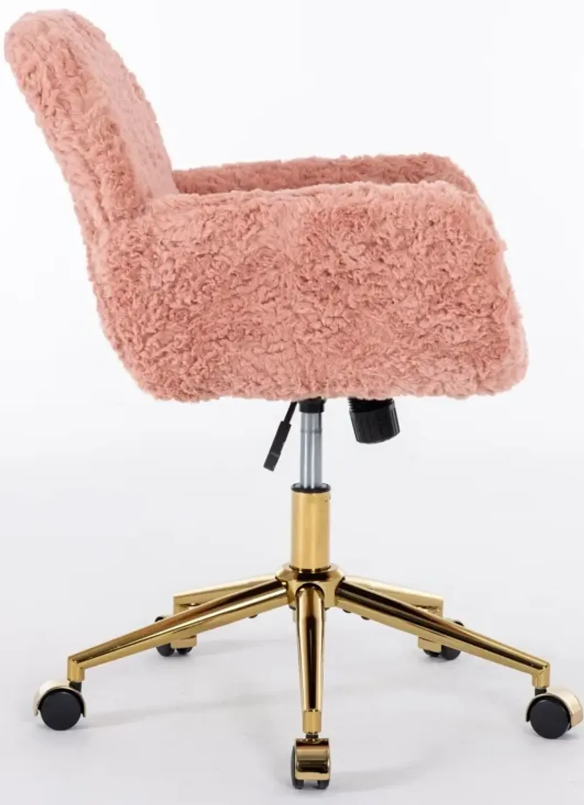 Office Chair, Artificial Rabbit Hair Home Office Chair With Golden Metal Base, Adjustable Desk Chair Swivel Office Chair, Vanity Chair