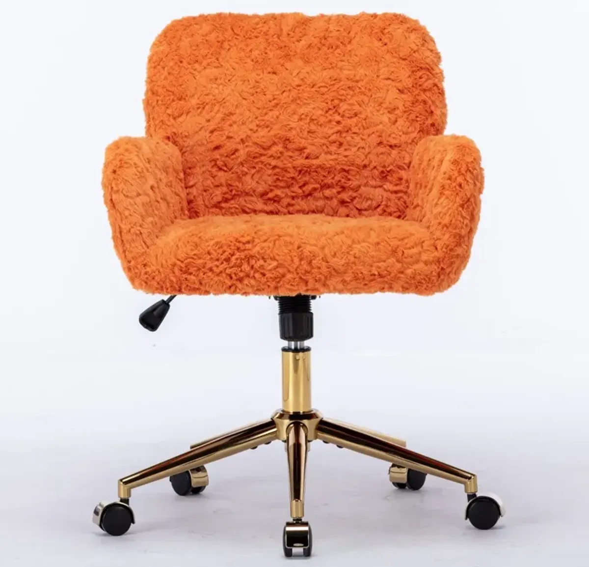 Office Chair, Artificial Rabbit Hair Home Office Chair With Golden Metal Base, Adjustable Desk Chair Swivel Office Chair, Vanity Chair