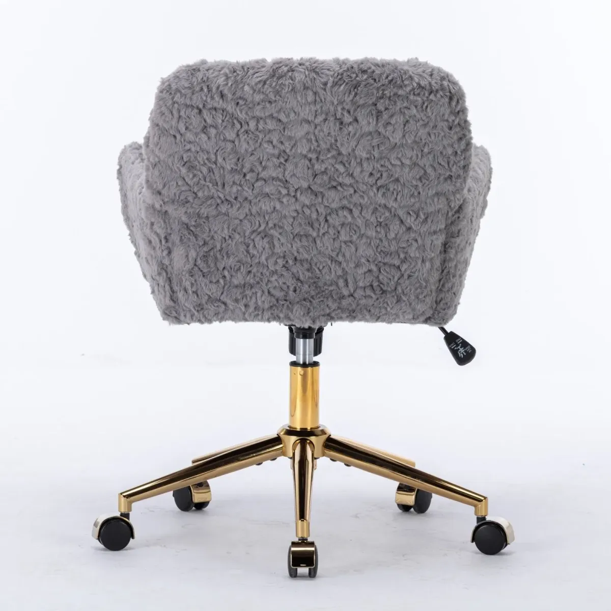 Office Chair, Artificial Rabbit Hair Home Office Chair With Golden Metal Base, Adjustable Desk Chair Swivel Office Chair, Vanity Chair