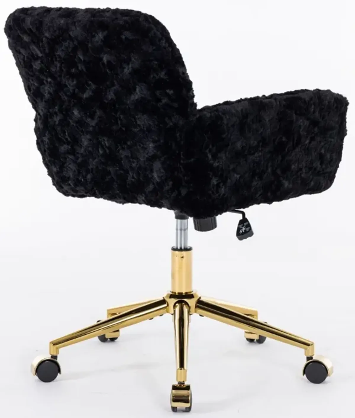 Office Chair, Artificial Rabbit Hair Home Office Chair With Golden Metal Base, Adjustable Desk Chair Swivel Office Chair, Vanity Chair