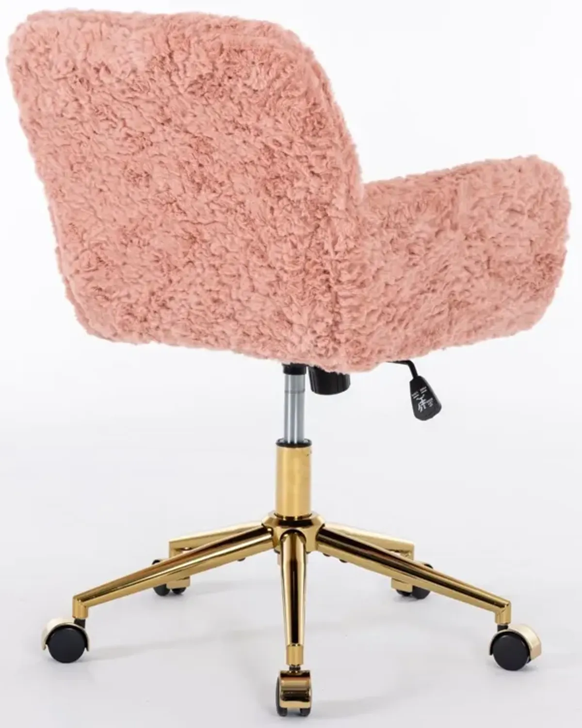 Office Chair, Artificial Rabbit Hair Home Office Chair With Golden Metal Base, Adjustable Desk Chair Swivel Office Chair, Vanity Chair