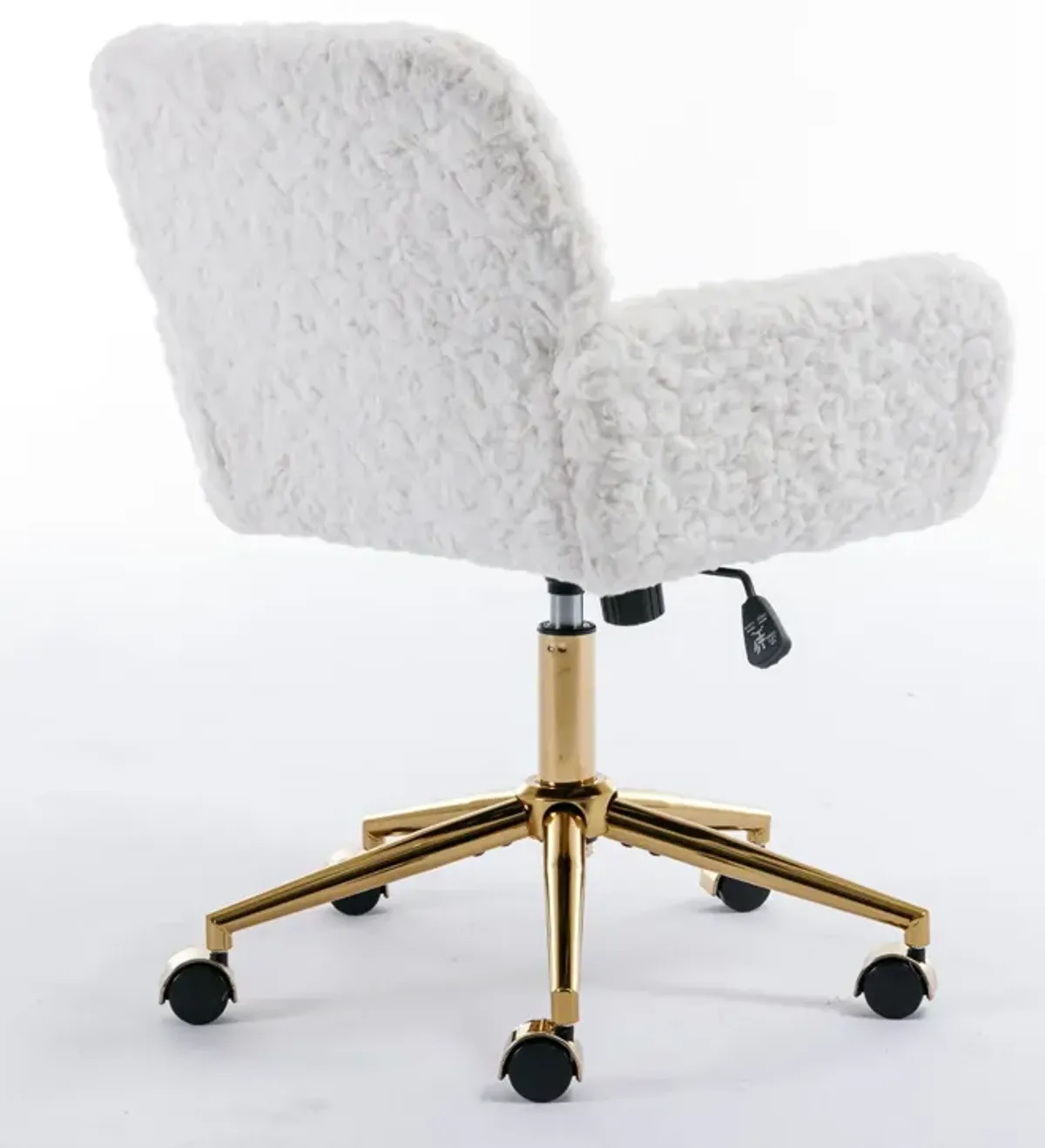 Office Chair, Artificial Rabbit Hair Home Office Chair With Golden Metal Base, Adjustable Desk Chair Swivel Office Chair, Vanity Chair