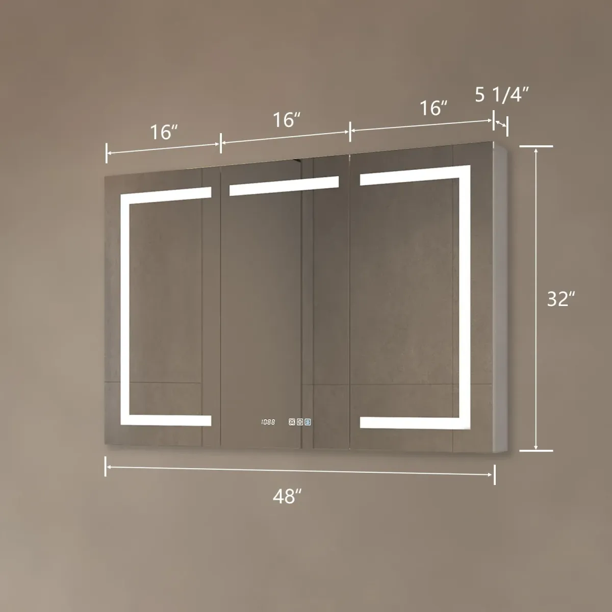 LED Lighted Bathroom Medicine Cabinet With Mirror, Recessed Or Surface LED Medicine Cabinet, Defog, Stepless Dimming, Color Temper Change, Storage Shelves