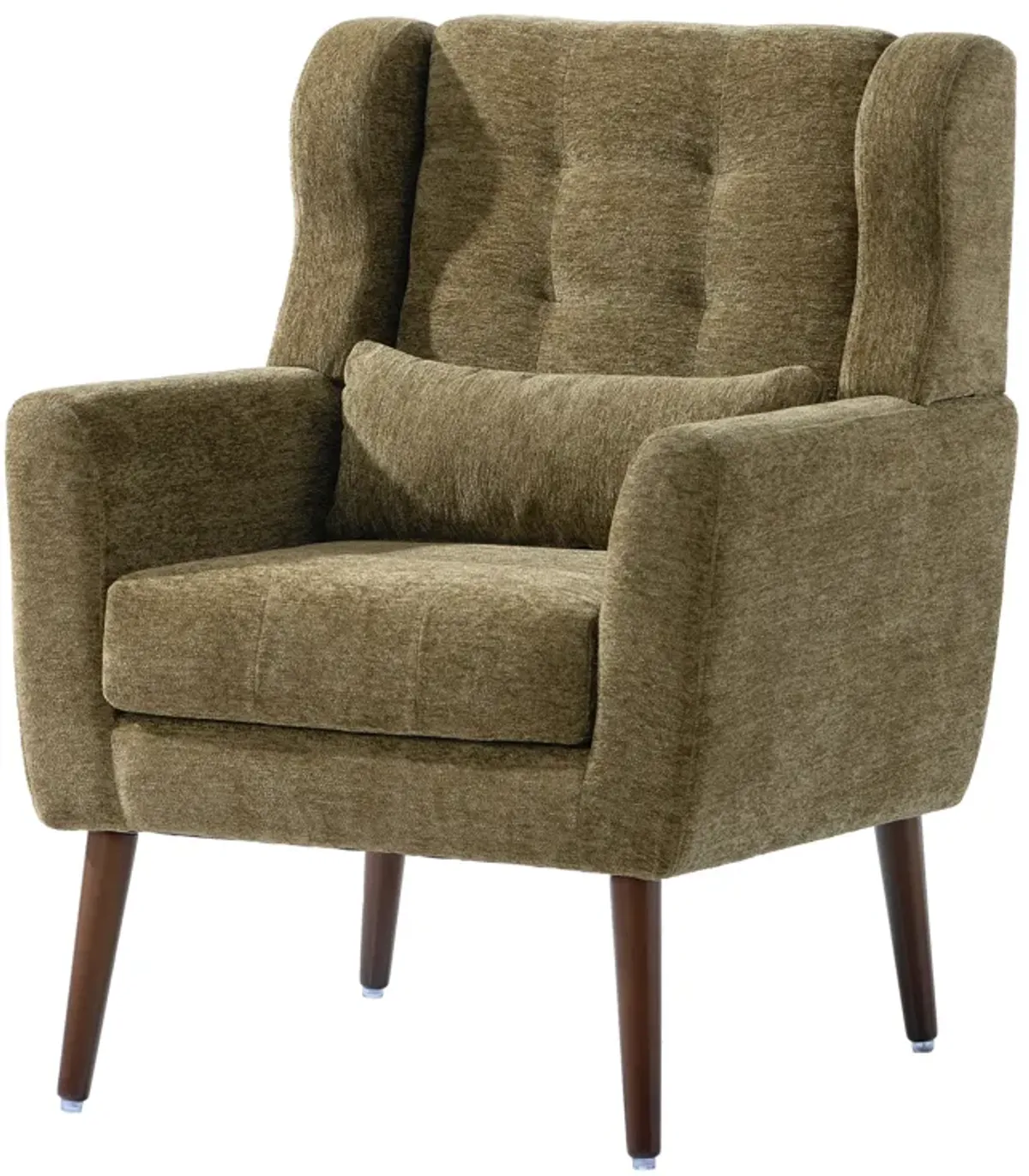 Modern Accent Chair, Chenille Arm Chairs For Living Room, Upholstered Mordern Armchair, Comfy Soft Padded Lounge Chair In Small Space, Bedroom, With Pillow, Solid Wood Leg