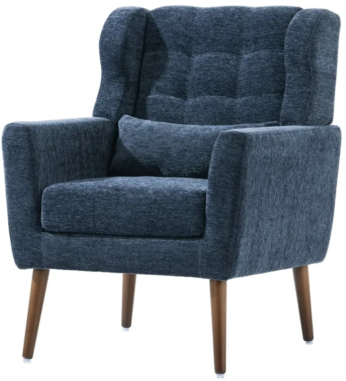 Modern Accent Chair, Chenille Arm Chairs For Living Room, Upholstered Mordern Armchair, Comfy Soft Padded Lounge Chair In Small Space, Bedroom, With Pillow, Solid Wood Leg