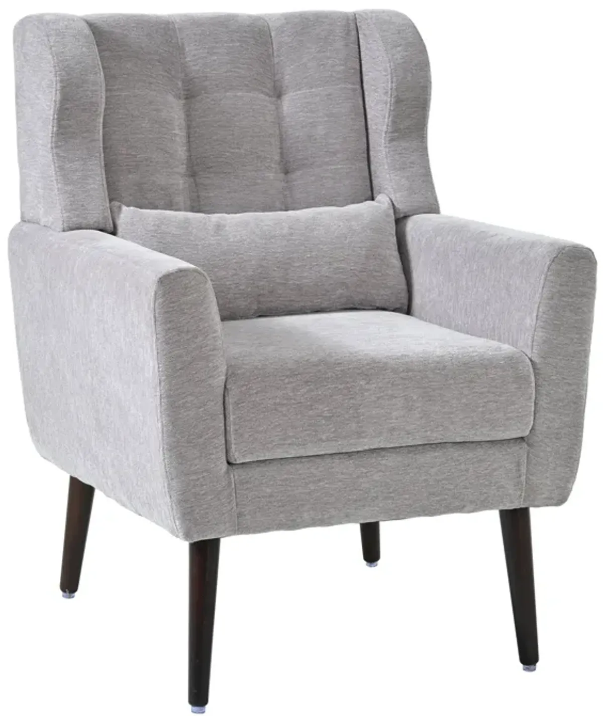 Modern Accent Chair, Chenille Arm Chairs For Living Room, Upholstered Mordern Armchair, Comfy Soft Padded Lounge Chair In Small Space, Bedroom, With Pillow, Solid Wood Leg