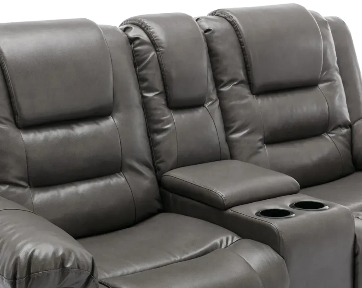 2 Seater Home Theater Recliner Manual Recliner Chair With A Storage Box And Two Cup Holders For Living Room