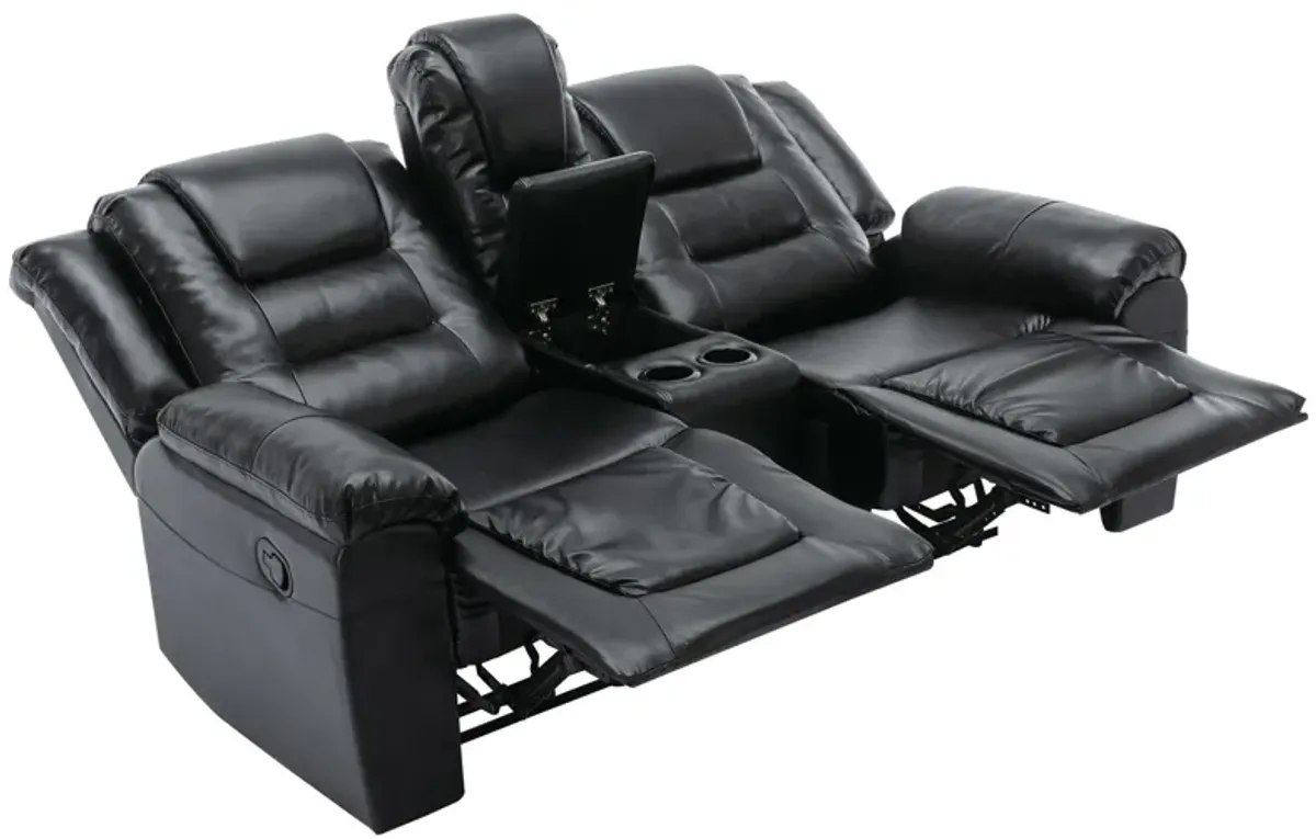 2 Seater Home Theater Recliner Manual Recliner Chair With A Storage Box And Two Cup Holders For Living Room