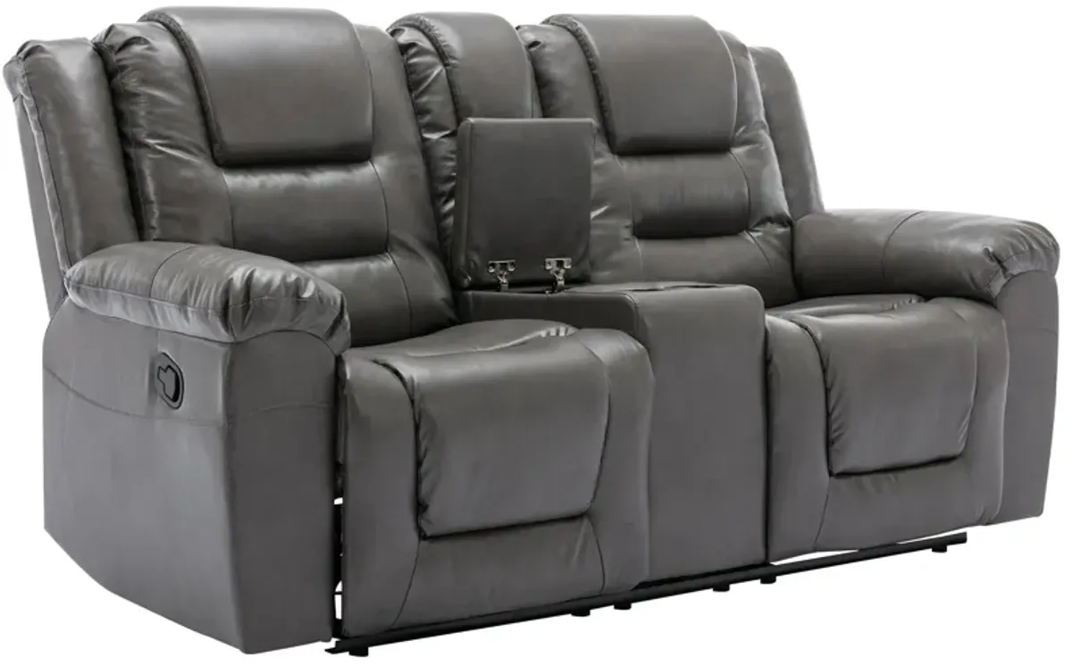 2 Seater Home Theater Recliner Manual Recliner Chair With A Storage Box And Two Cup Holders For Living Room