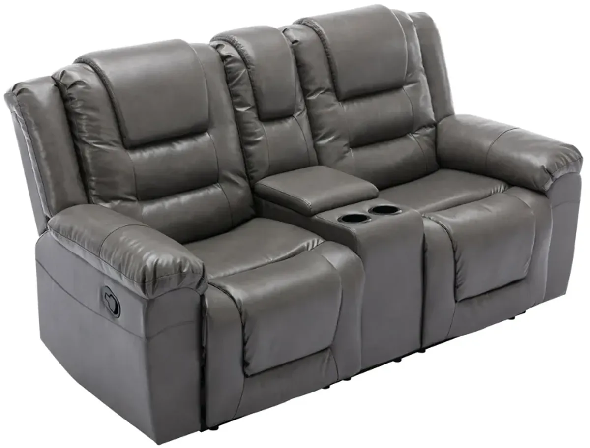 2 Seater Home Theater Recliner Manual Recliner Chair With A Storage Box And Two Cup Holders For Living Room