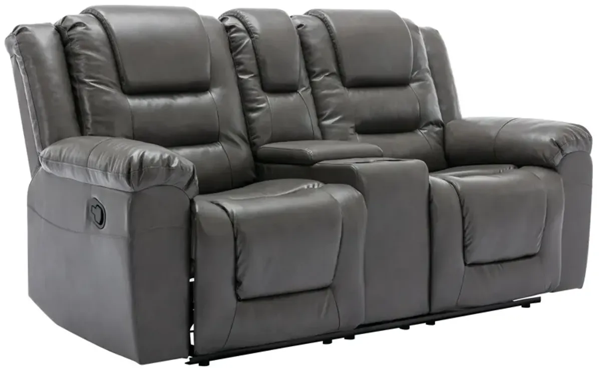 2 Seater Home Theater Recliner Manual Recliner Chair With A Storage Box And Two Cup Holders For Living Room