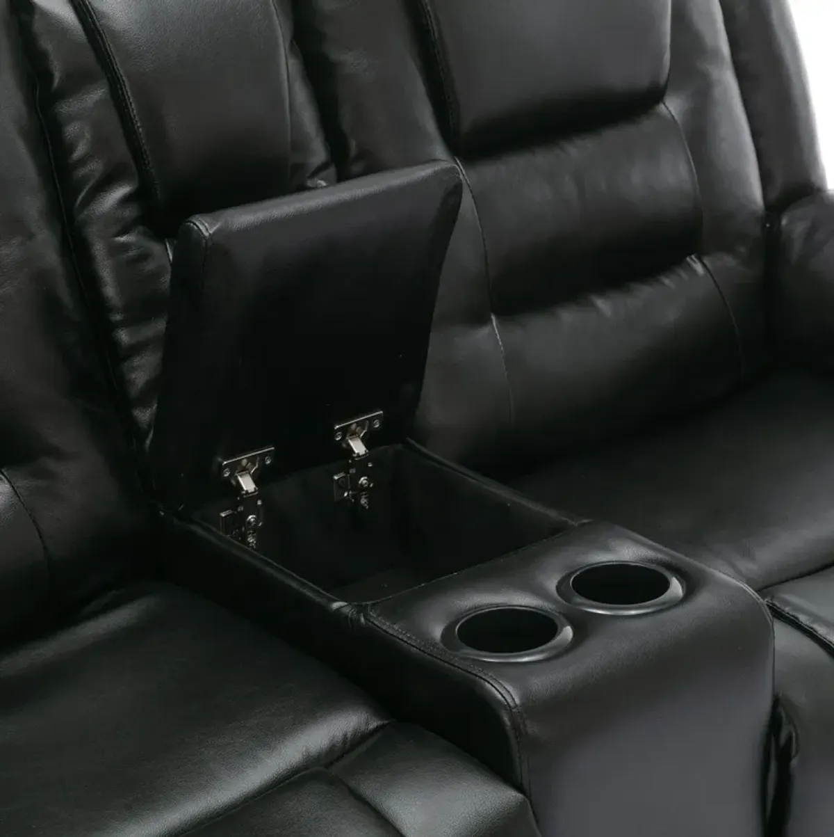 2 Seater Home Theater Recliner Manual Recliner Chair With A Storage Box And Two Cup Holders For Living Room