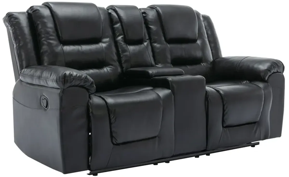 2 Seater Home Theater Recliner Manual Recliner Chair With A Storage Box And Two Cup Holders For Living Room