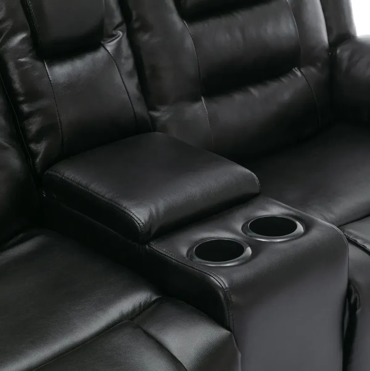 2 Seater Home Theater Recliner Manual Recliner Chair With A Storage Box And Two Cup Holders For Living Room