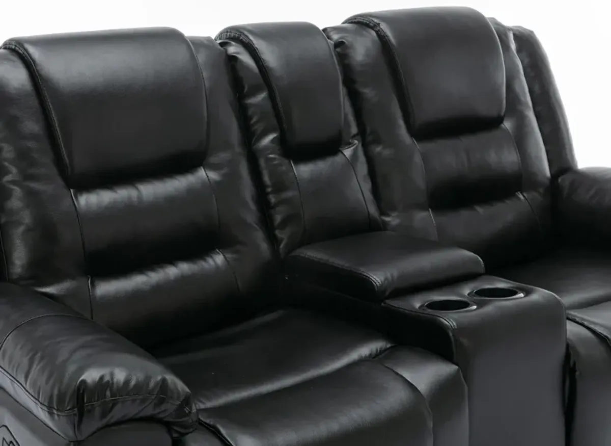 2 Seater Home Theater Recliner Manual Recliner Chair With A Storage Box And Two Cup Holders For Living Room