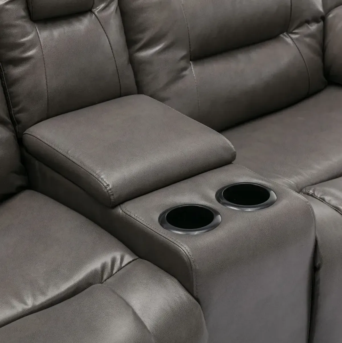 2 Seater Home Theater Recliner Manual Recliner Chair With A Storage Box And Two Cup Holders For Living Room