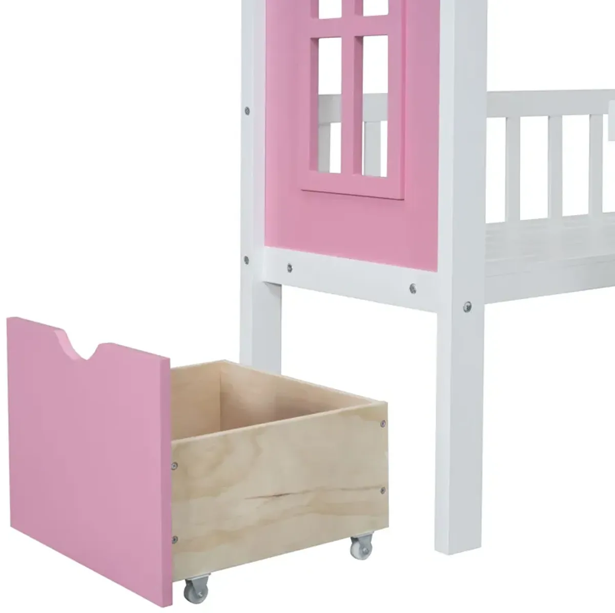 Twin Over Twin Bunk Bed With Changeable Table, Bunk Bed Turn Into Upper Bed And Down Desk