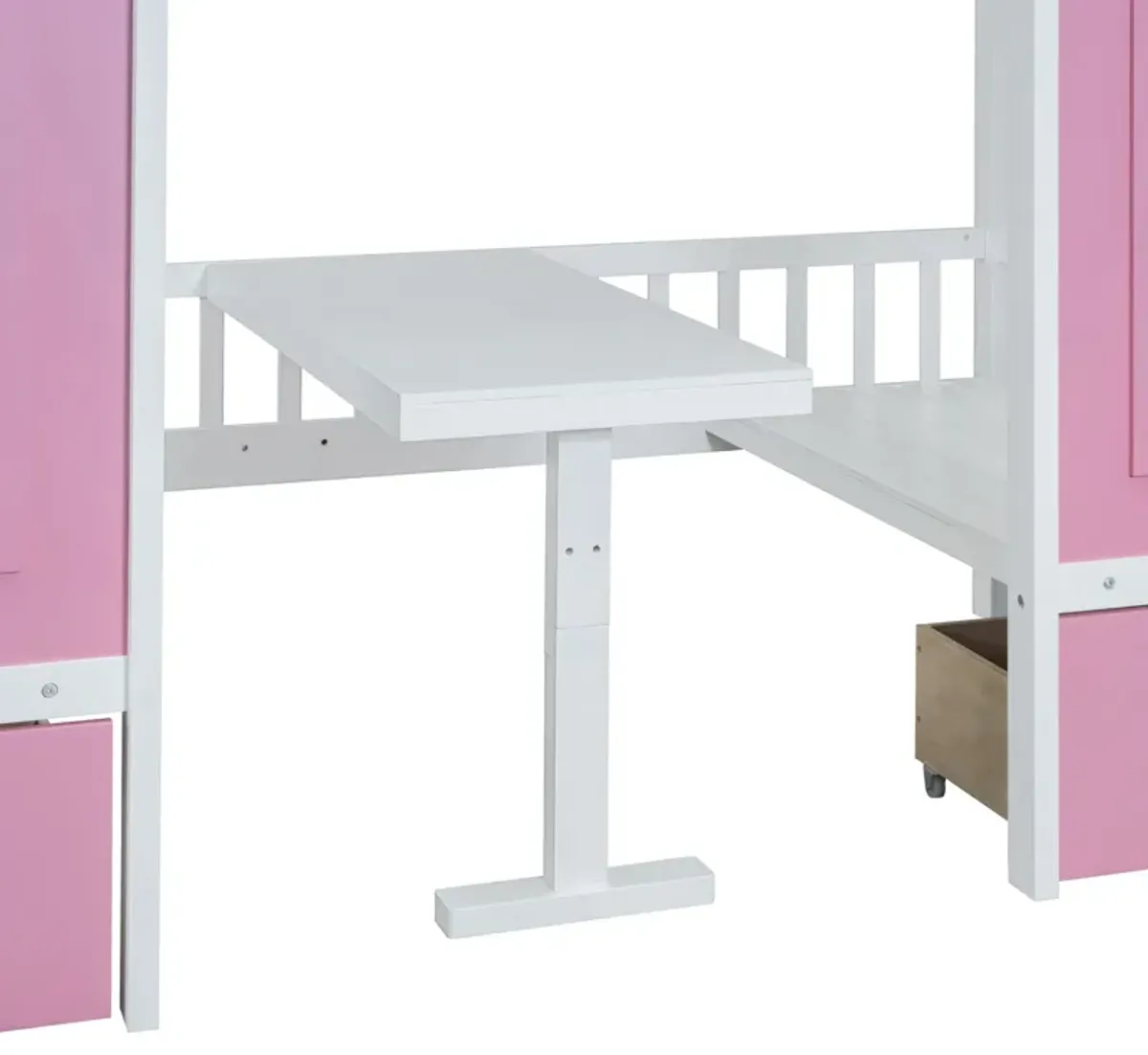 Twin Over Twin Bunk Bed With Changeable Table, Bunk Bed Turn Into Upper Bed And Down Desk