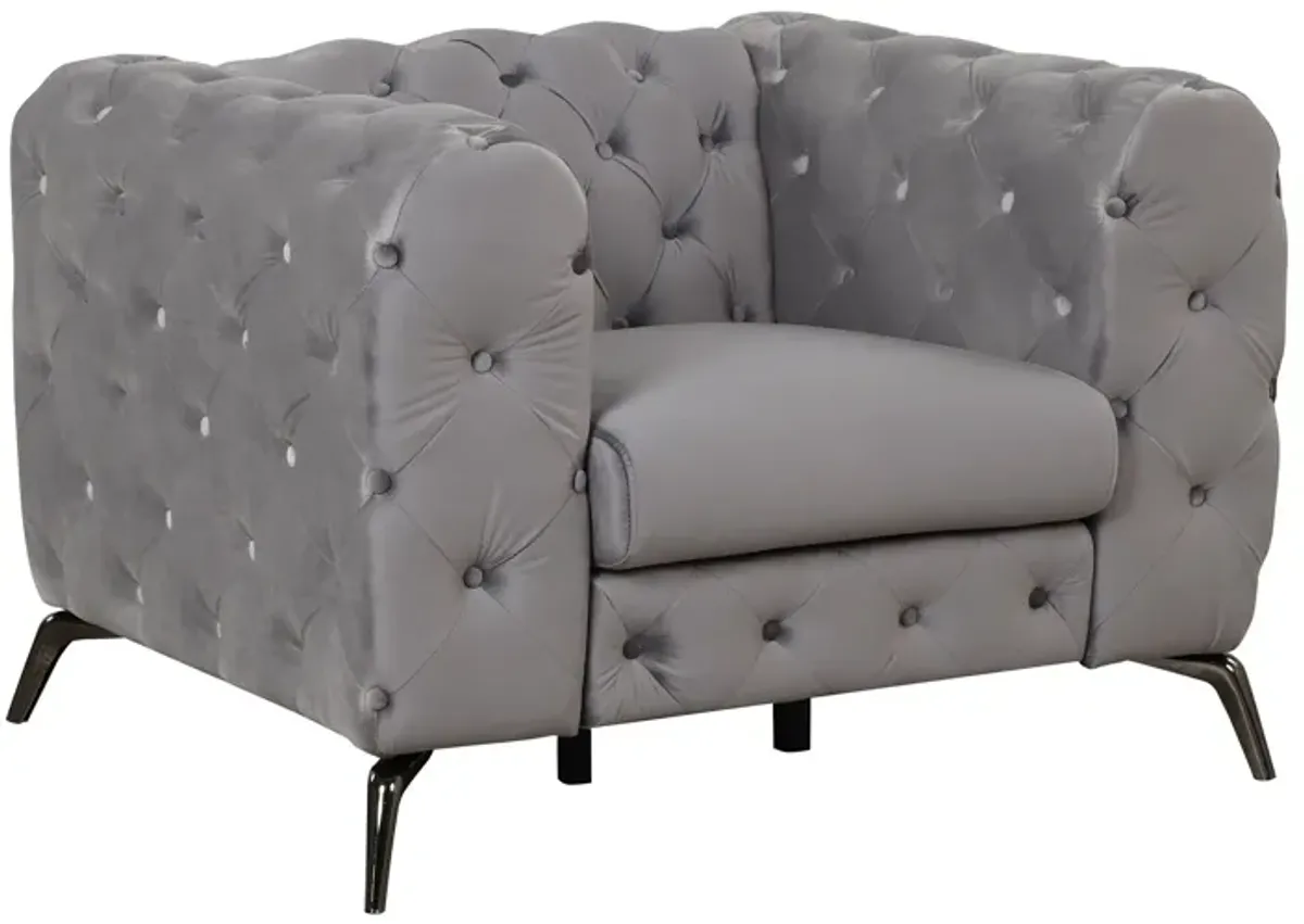 Velvet Upholstered Accent Sofa, Modern Single Sofa Chair With Button Tufted Back, Modern Single Couch For Living Room, Bedroom, Or Small Space