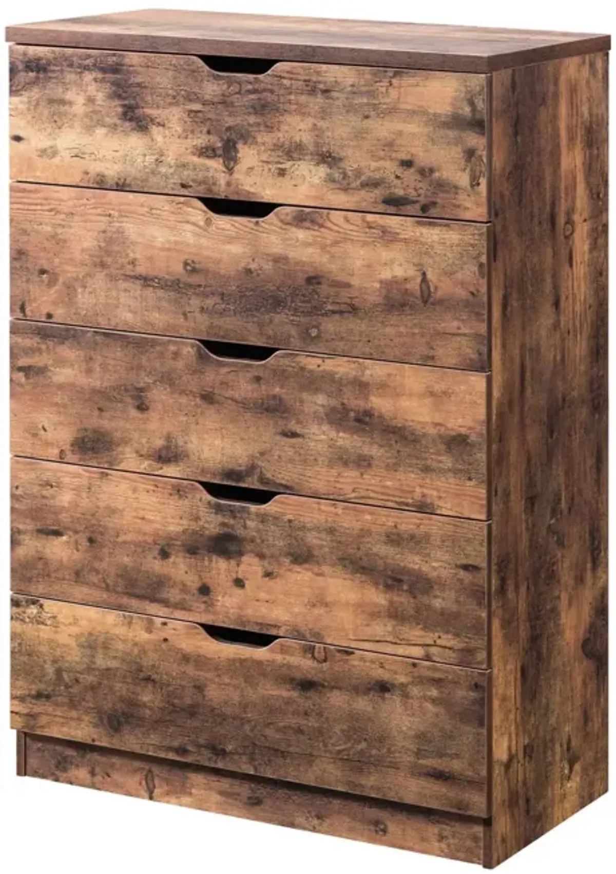 5 Drawer Bedroom Chest Dresser, Distressed Wood Cabinet