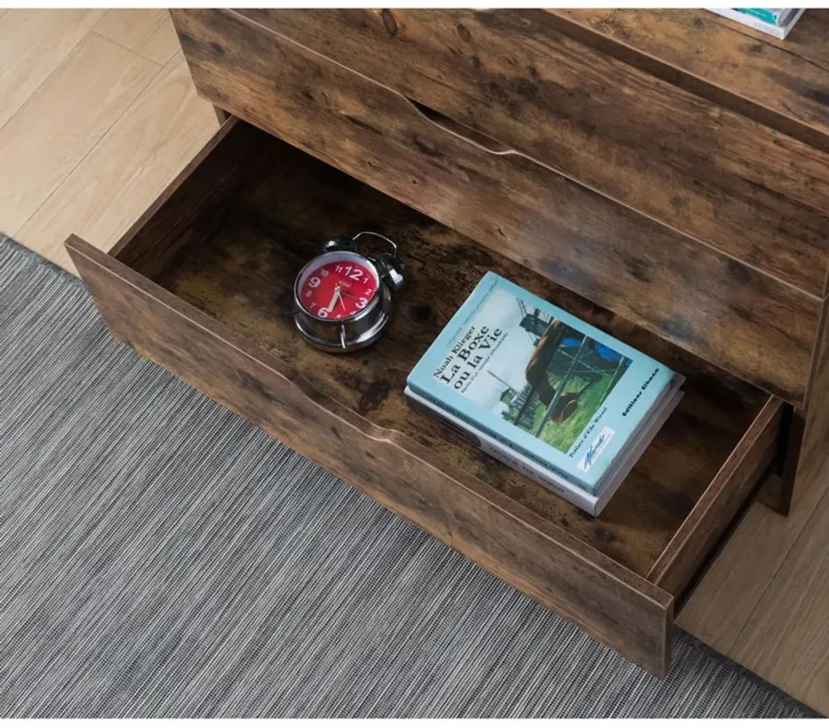 5 Drawer Bedroom Chest Dresser, Distressed Wood Cabinet