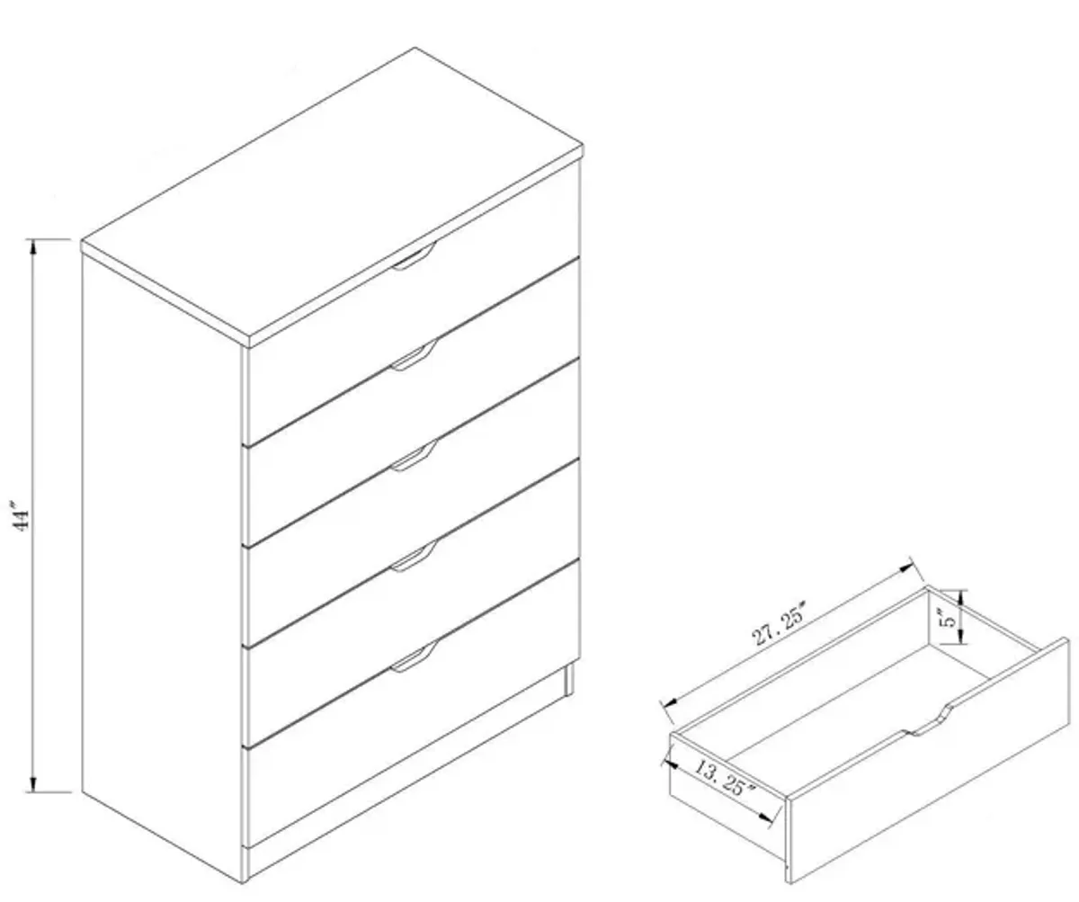 5 Drawer Bedroom Chest Dresser, Distressed Wood Cabinet