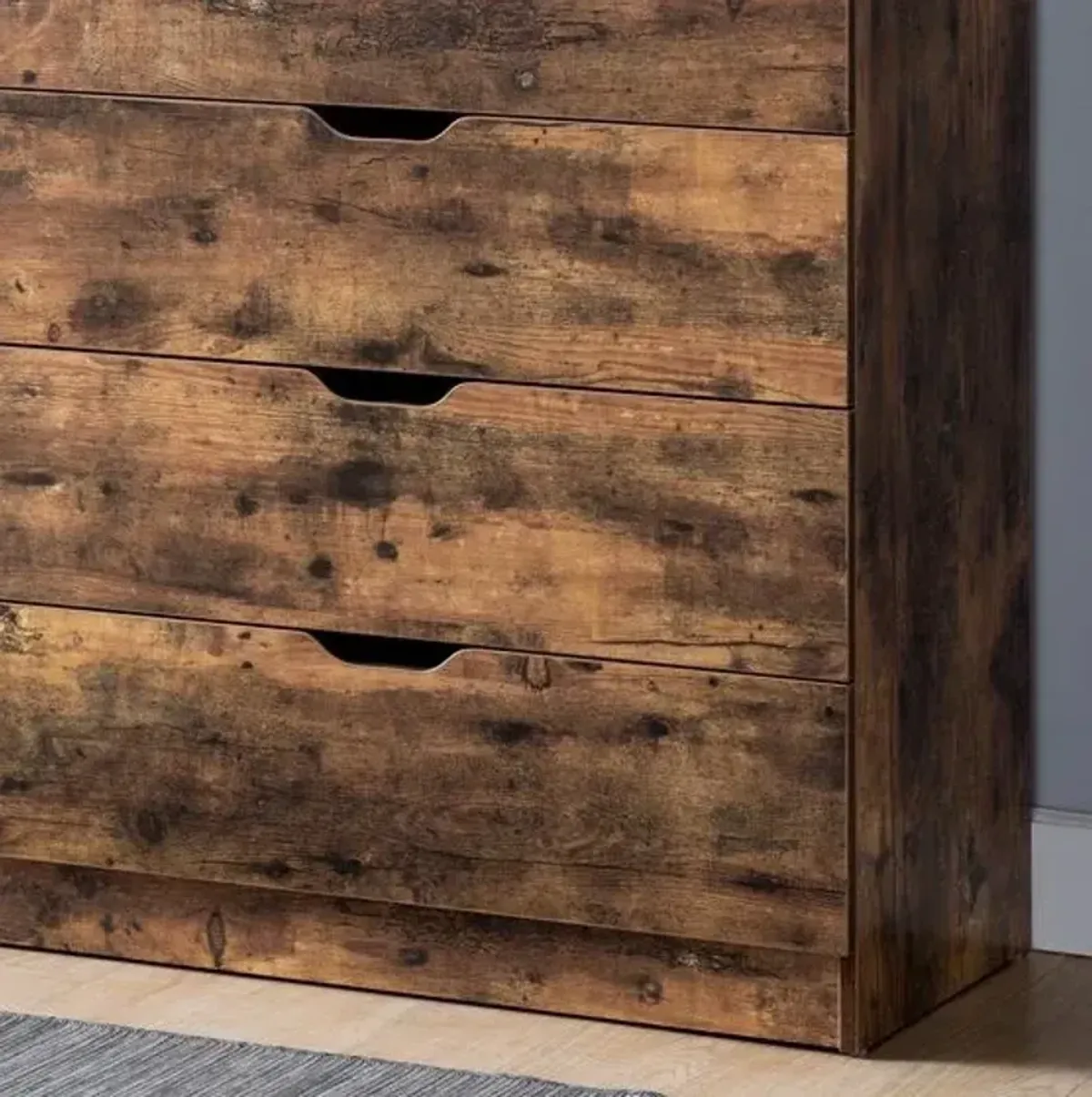 5 Drawer Bedroom Chest Dresser, Distressed Wood Cabinet