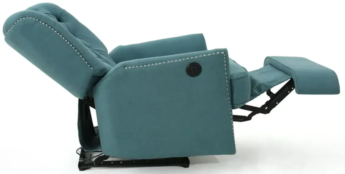 Electric Recliner Chair With Elegant Copper Accents And Soft Upholstery