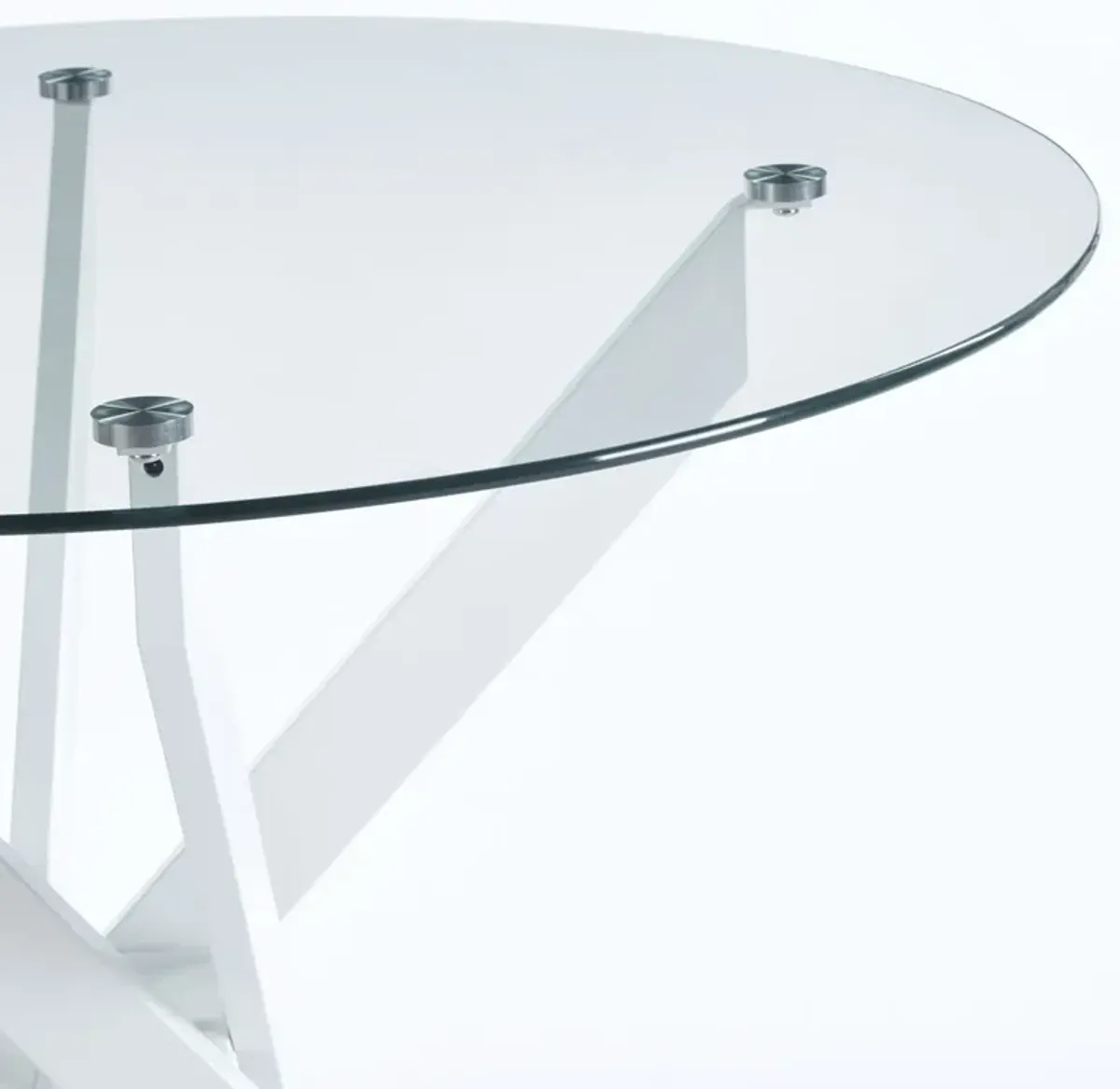 Dining Table With Cross Metal Leg And Tempered Glass, Modern Space Saving Kitchen Table For Living Room