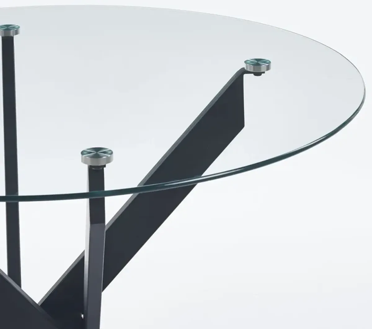 Dining Table With Cross Metal Leg And Tempered Glass, Modern Space Saving Kitchen Table For Living Room