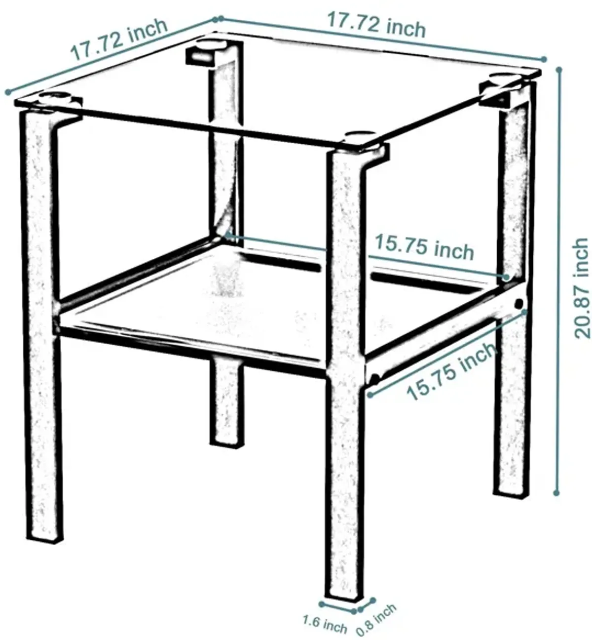 Glass Two Layer Tea Table, Small Round Table, Bedroom Corner Table, Living Room Side Table