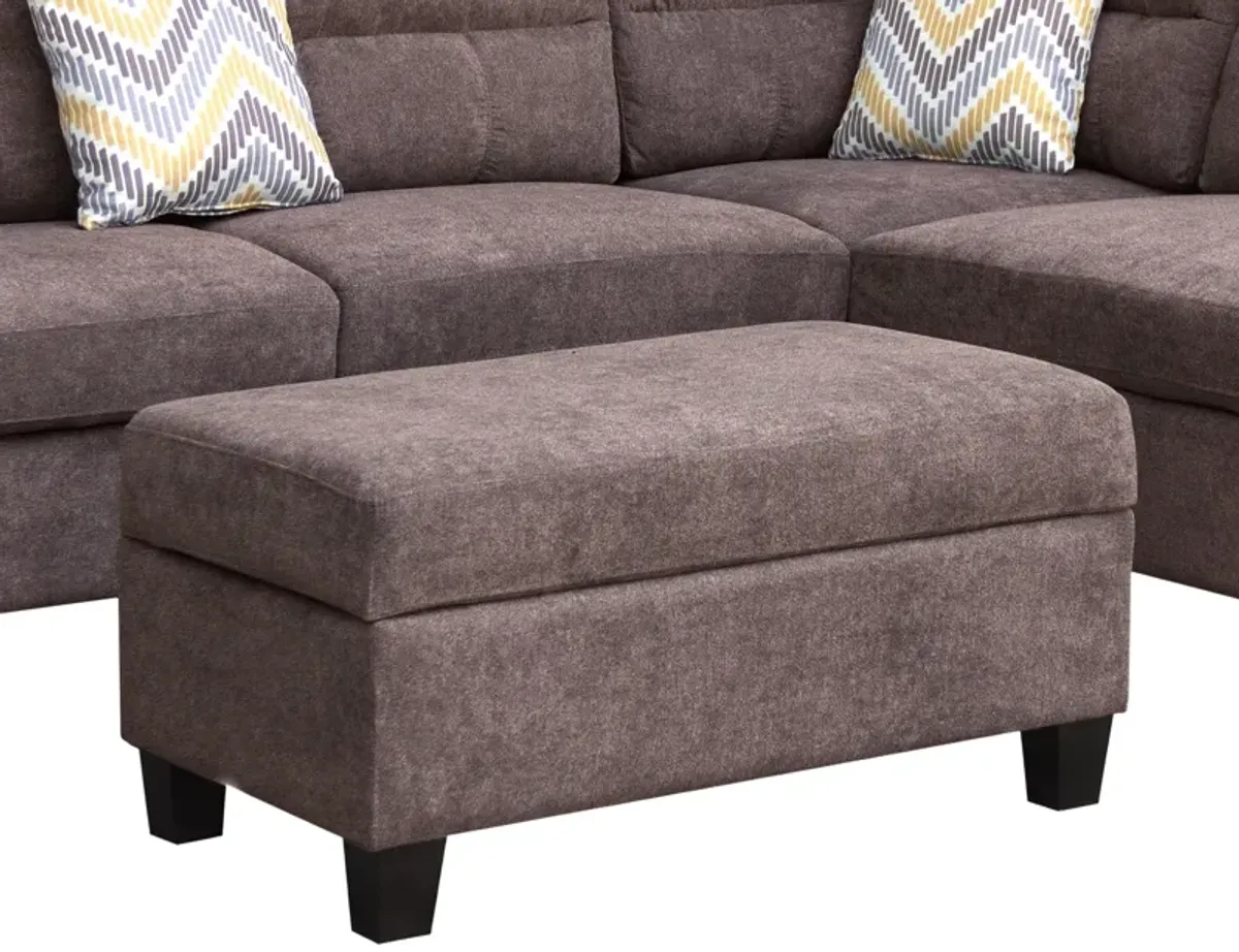 Diego - Fabric Sectional Sofa With Right Facing Chaise, Storage Ottoman, And 2 Accent Pillows