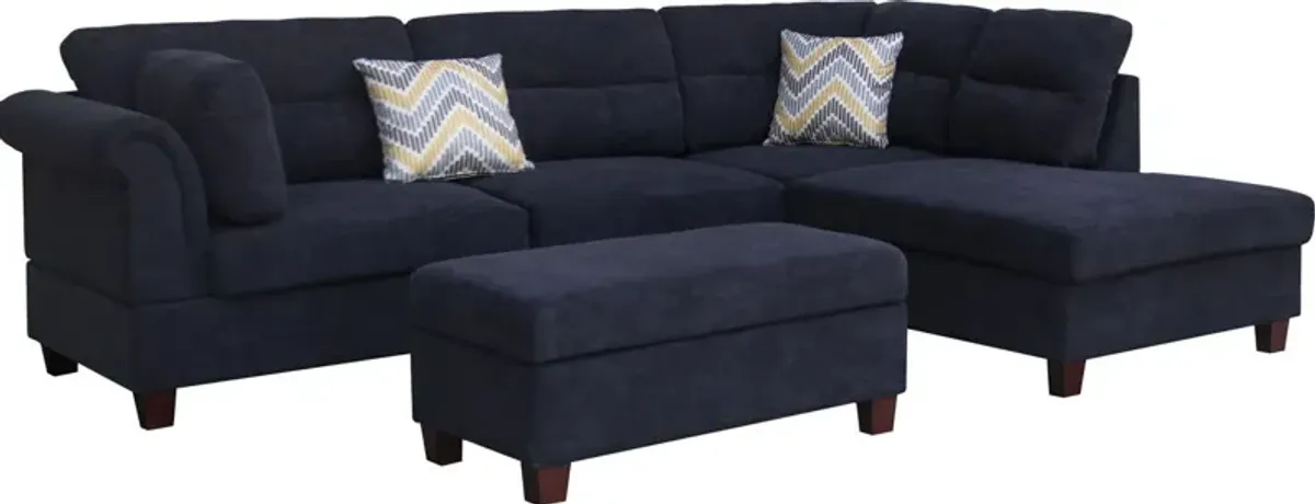 Diego - Fabric Sectional Sofa With Right Facing Chaise, Storage Ottoman, And 2 Accent Pillows