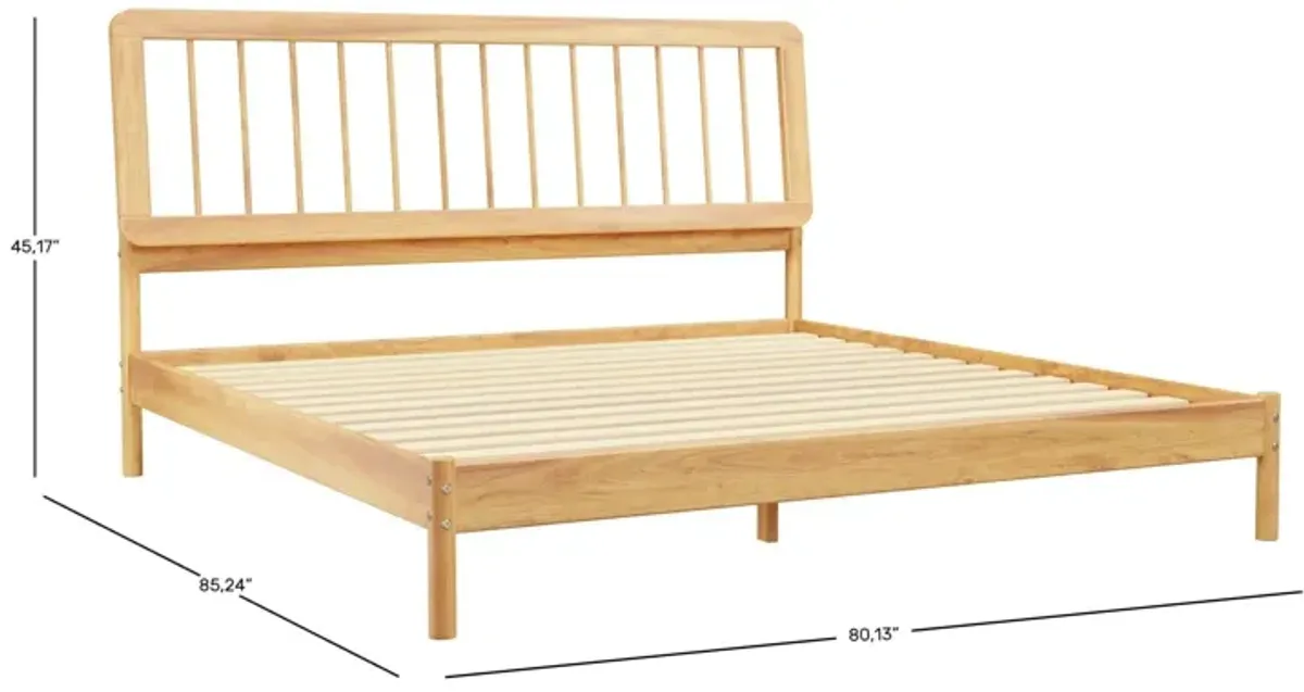 Mid-Century Modern Solid Wood Spindle Bed