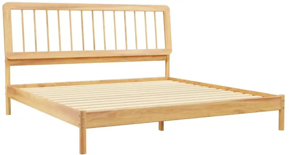 Mid-Century Modern Solid Wood Spindle Bed