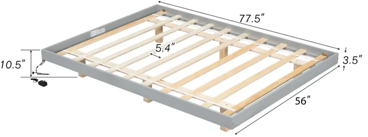 Floating Bed With LED Lights Underneath, Modern Low Profile Platform Bed With LED Lights