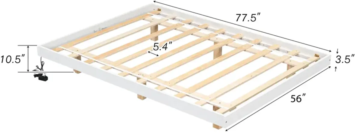 Floating Bed With LED Lights Underneath, Modern Low Profile Platform Bed With LED Lights