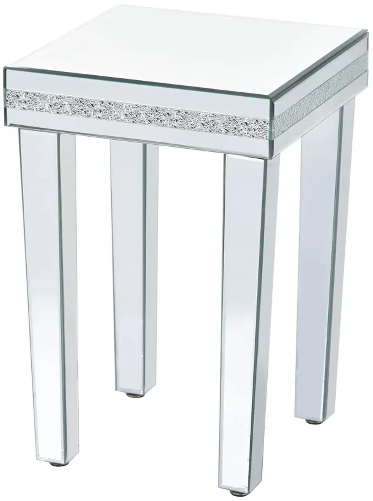 Fashionable Modern Glass MirroredTable With Crystal Design And Adjustable Height Legs