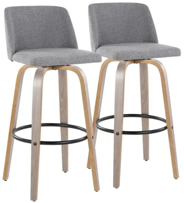 Toriano - Contemporary Fixed Height Barstool With Swivel With Round Footrest Comfort And Style (Set of 2)