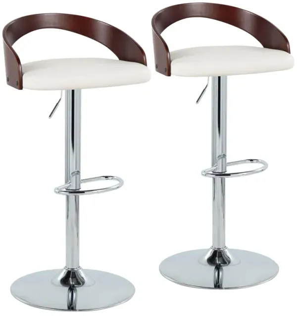 Grotto - Mid Century Modern Adjustable Height Barstool With Swivel With Oval Footrest (Set of 2)