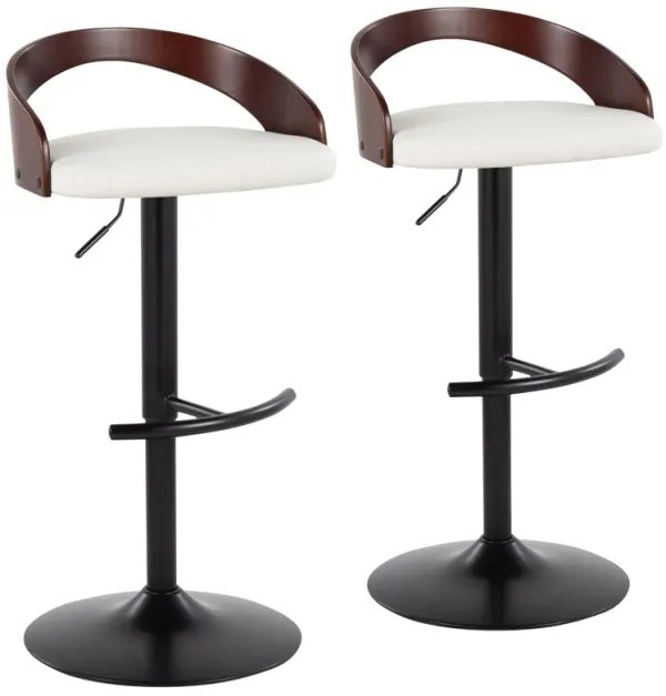 Grotto - Contemporary Adjustable Barstool With Swivel With Rounded T Footrest (Set of 2)