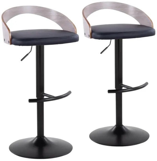 Grotto - Contemporary Adjustable Barstool With Swivel With Rounded T Footrest Elegant Design (Set of 2)