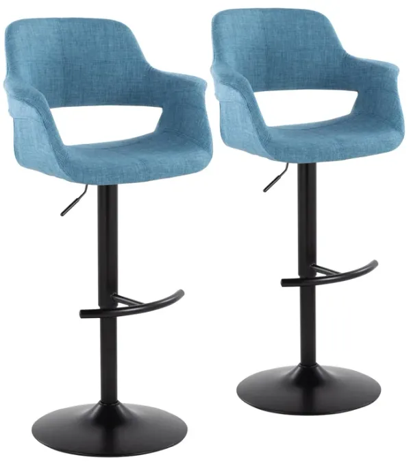 Vintage Flair - Mid Century Modern Adjustable Barstool With Swivel & Rounded T Footrest (Set of 2)