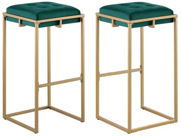 Nadia - Upholstered Backless Bar Stool (Set of 2) - Hunter Green